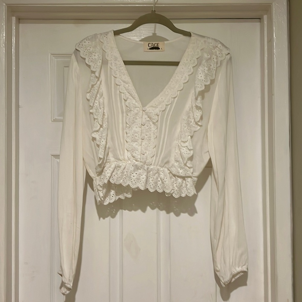 Decorative Long Sleeve Crop Top